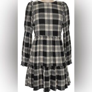 Black and White Plaid Womens ruffled Dress NWOT